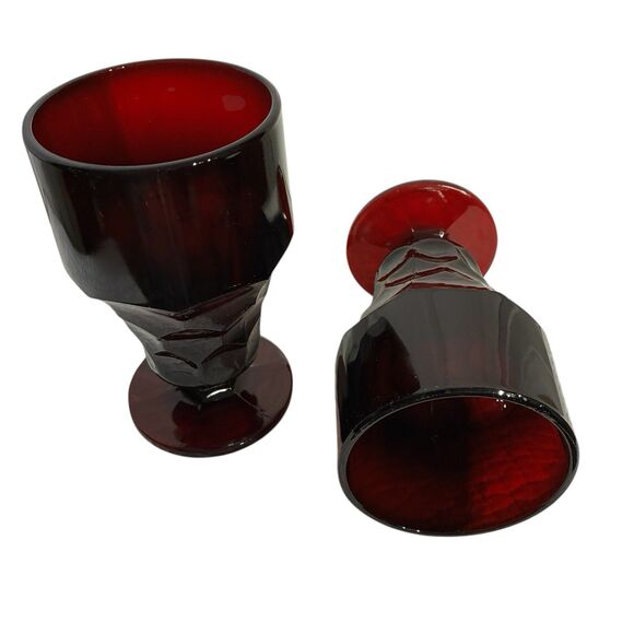 Two (2) vintage Anchor Hocking Georgian Ruby Red Glass footed tumblers. 5.5” - Picture 1 of 8
